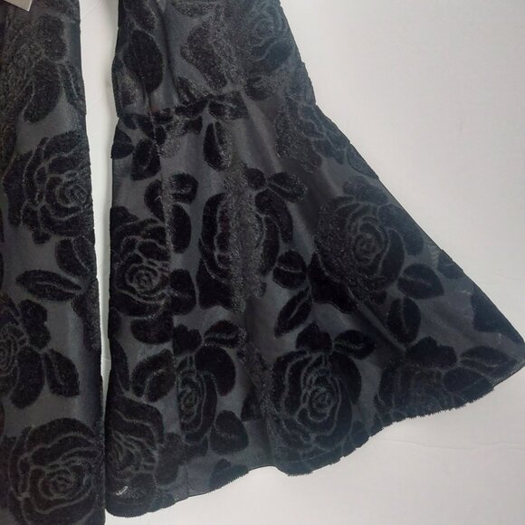 Black Velvet Burnout Kimono S New Roses Floral Bell Sleeves Goth Romantic Le Lis - Picture 5 of 11